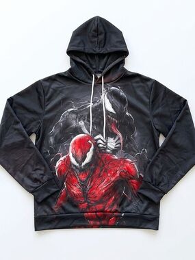 Black & Red Carnage and Venom Graphic Pullover Hoodie